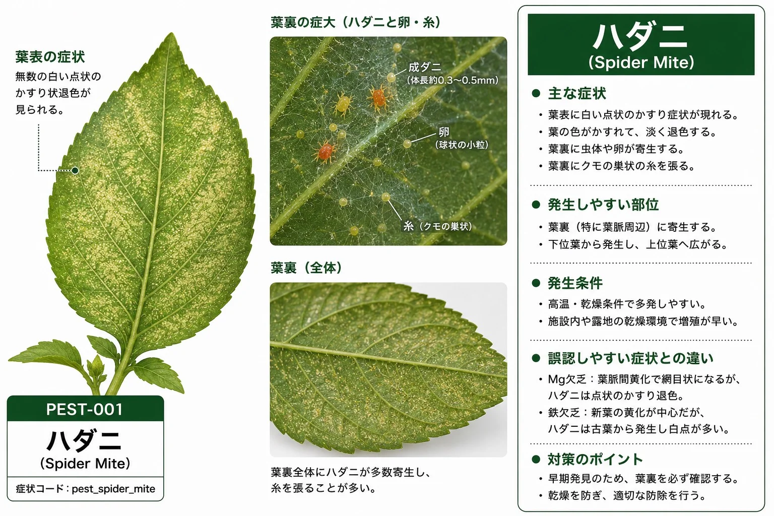 キュウリのハダニ被害